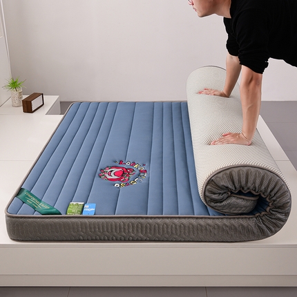 子鹏床垫 2023新款立体边迪士尼绣花海绵床垫 横纹-草莓熊蓝
