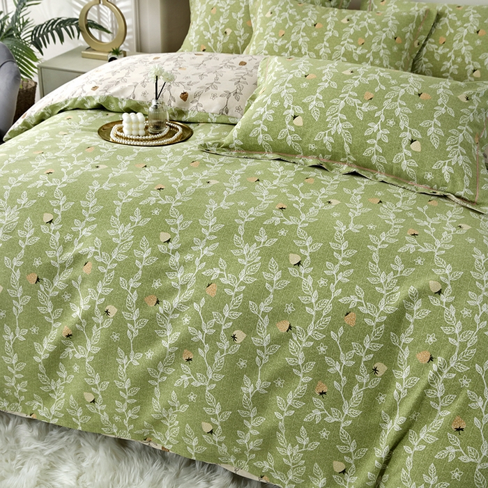 91家纺网 家纺一手货源 找家纺 金纱玉纺家纺 2024新款加厚AB版四件套 蜜恋-绿