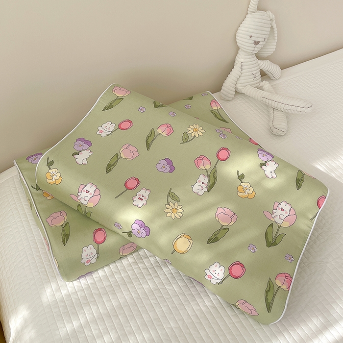 91家纺网 家纺一手货源 找家纺 良佐生活  2023新款A类60支全棉贡缎乳胶枕枕套  花仙兔