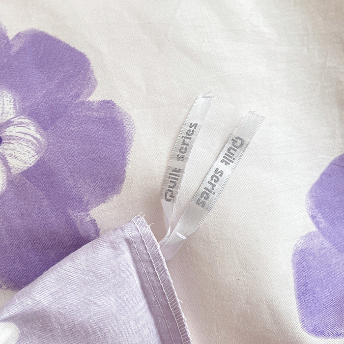 91家纺网 家纺一手货源 找家纺 宇彬20223年新款13372全棉韩版刺绣花边和印花花边四件套和单被套 刺绣花边 花田美事-紫