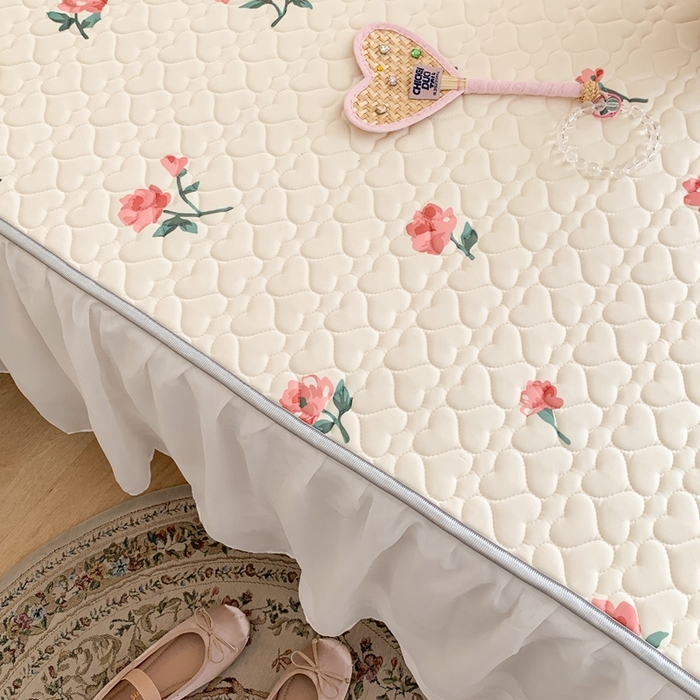 91家纺网 家纺一手货源 找家纺 （总）昔可 2023新款单层雪纺花边乳胶凉席三件套