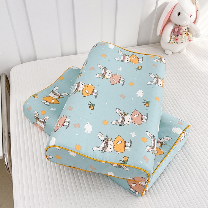 91家纺网 家纺一手货源 找家纺 良佐生活  2023新款A类60支全棉贡缎乳胶枕枕套 萌萌兔