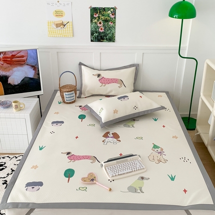 昔可 2023新款凉感海洋丝针织软席三件套 萌宠小狗