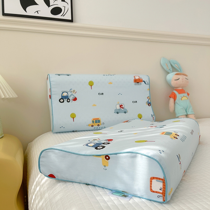 91家纺网 家纺一手货源 找家纺 良佐生活  2023新款A类60支全棉贡缎乳胶枕枕套 挖掘车