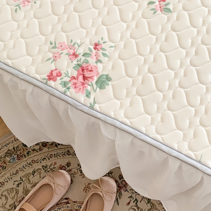 91家纺网 家纺一手货源 找家纺 昔可 2023新款单层雪纺花边乳胶凉席三件套 月神花海