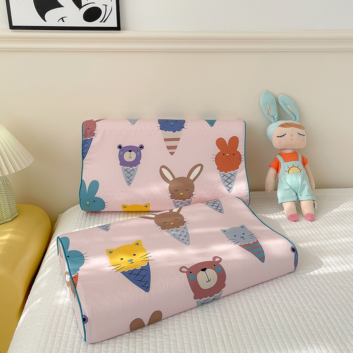 91家纺网 家纺一手货源 找家纺 良佐生活  2023新款A类60支全棉贡缎乳胶枕枕套 冰淇淋