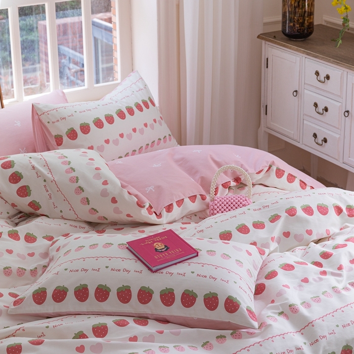 91家纺网 家纺一手货源 找家纺 时年 2023新款全棉优选系列-相机风格 草莓冰