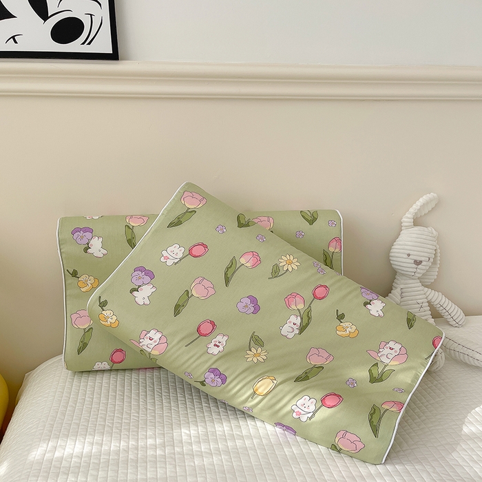 91家纺网 家纺一手货源 找家纺 良佐生活  2023新款A类60支全棉贡缎乳胶枕枕套  花仙兔