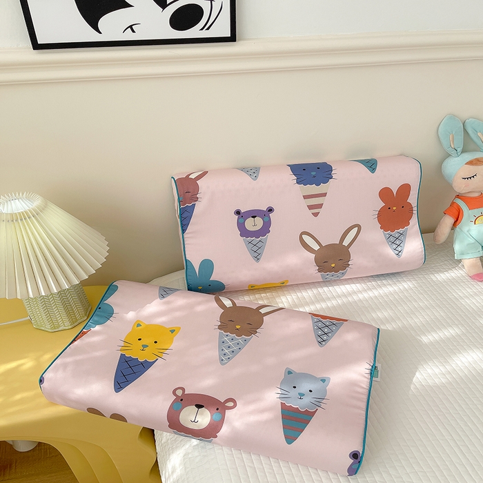 91家纺网 家纺一手货源 找家纺 良佐生活  2023新款A类60支全棉贡缎乳胶枕枕套 冰淇淋