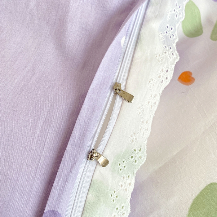 91家纺网 家纺一手货源 找家纺 宇彬20223年新款13372全棉韩版刺绣花边和印花花边四件套和单被套 刺绣花边 花田美事-紫