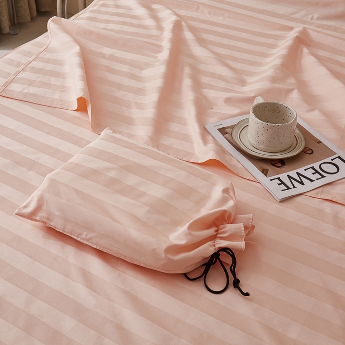 91家纺网 家纺一手货源 找家纺 品乐 2023新款60支长绒棉提花条纹睡袋 睡袋浅玉