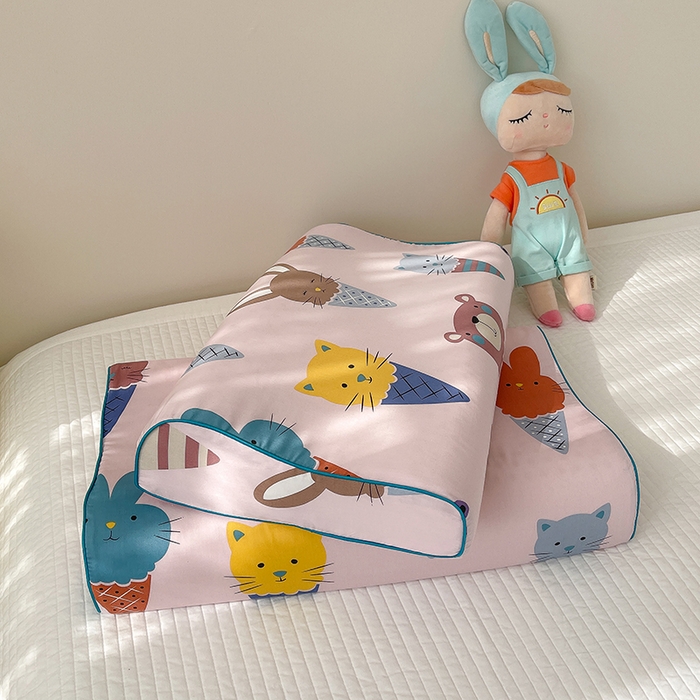 91家纺网 家纺一手货源 找家纺 良佐生活  2023新款A类60支全棉贡缎乳胶枕枕套 冰淇淋