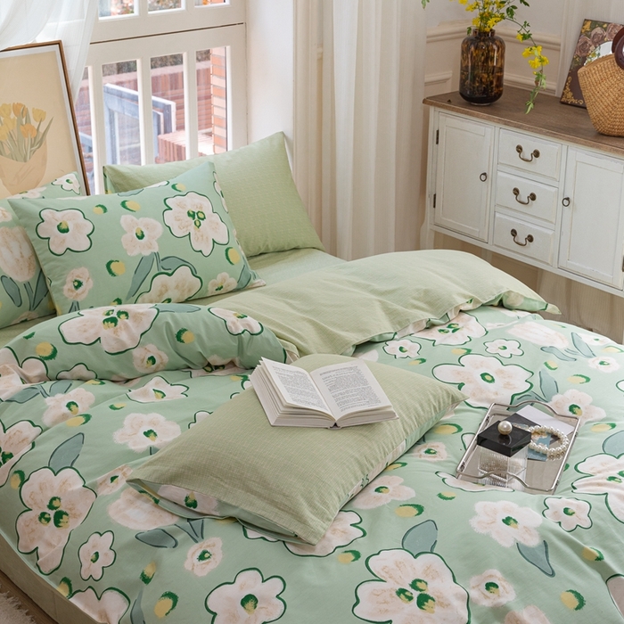 91家纺网 家纺一手货源 找家纺 时年 2023新款全棉优选系列-相机风格 绿光森林