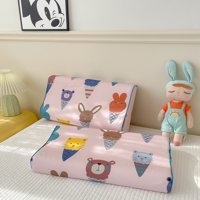 91家纺网 家纺一手货源 找家纺 良佐生活  2023新款A类60支全棉贡缎乳胶枕枕套 冰淇淋