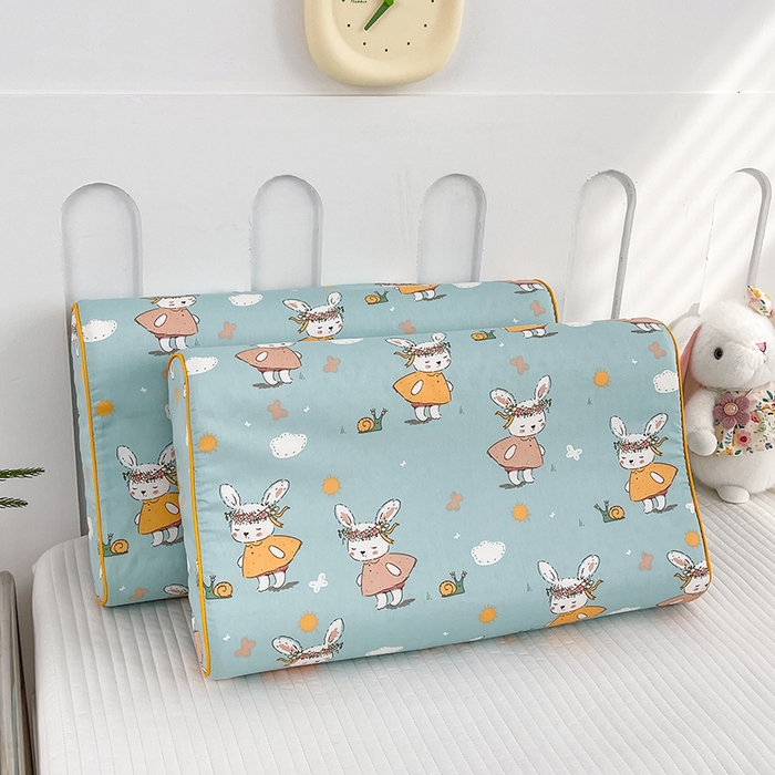 91家纺网 家纺一手货源 找家纺 良佐生活  2023新款A类60支全棉贡缎乳胶枕枕套 萌萌兔