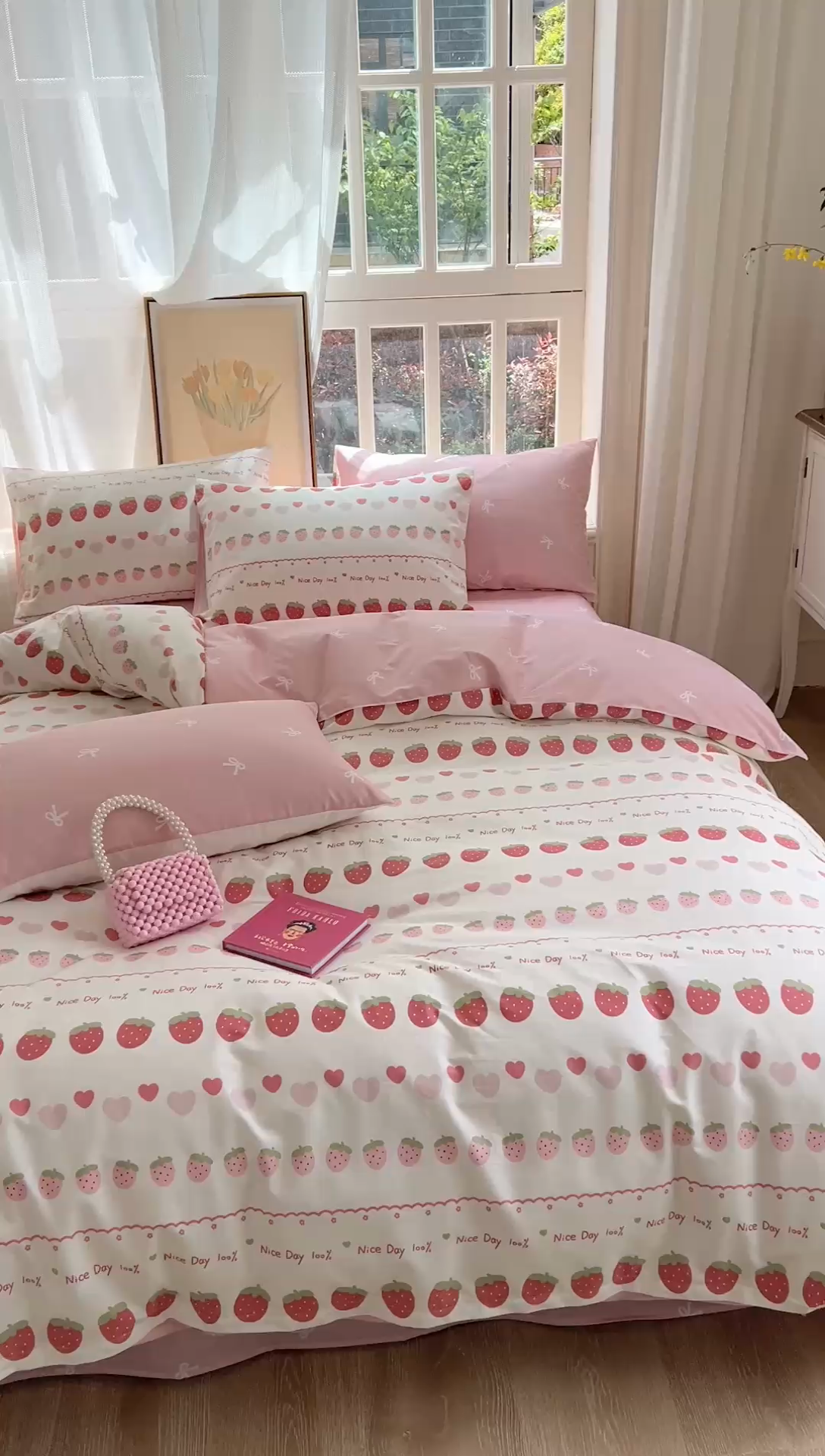 91家纺网 家纺一手货源 找家纺 时年 2023新款全棉优选系列-相机风格 草莓冰