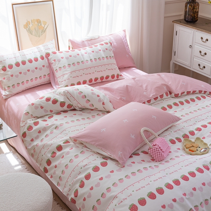 91家纺网 家纺一手货源 找家纺 时年 2023新款全棉优选系列-相机风格 草莓冰