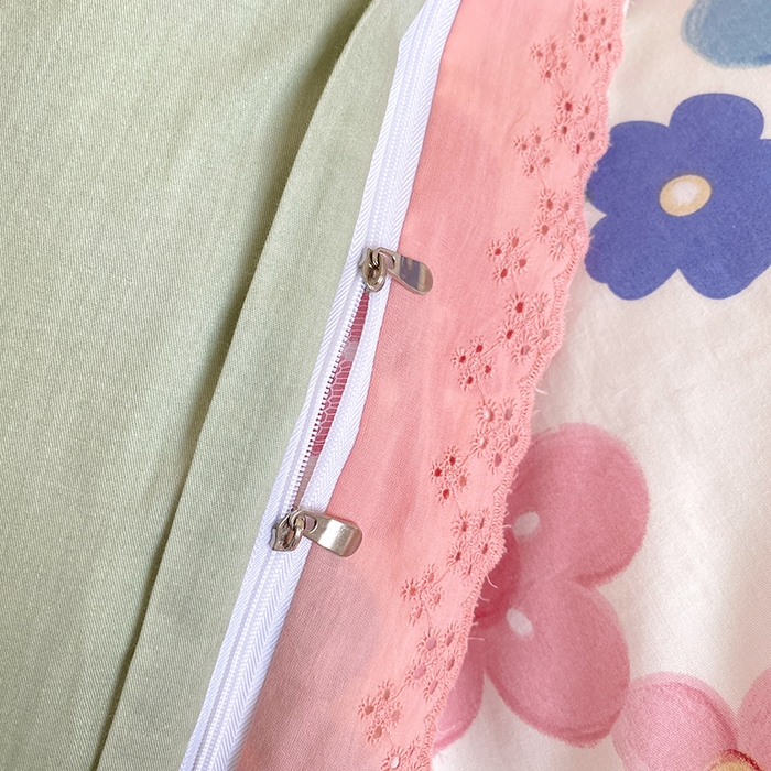 91家纺网 家纺一手货源 找家纺 宇彬20223年新款13372全棉韩版刺绣花边和印花花边四件套和单被套 刺绣花边 花儿朵朵-粉