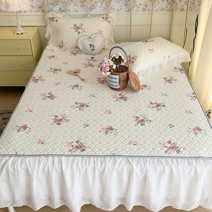 昔可 2023新款单层雪纺花边乳胶凉席三件套 月神花海