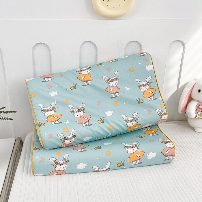 91家纺网 家纺一手货源 找家纺 良佐生活  2023新款A类60支全棉贡缎乳胶枕枕套 萌萌兔