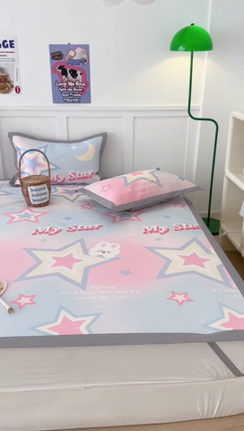 91家纺网 家纺一手货源 找家纺 昔可 2023新款凉感海洋丝针织软席三件套 星星兔