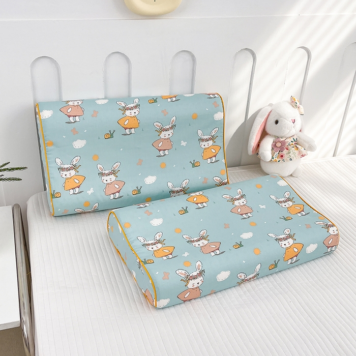 91家纺网 家纺一手货源 找家纺 良佐生活  2023新款A类60支全棉贡缎乳胶枕枕套 萌萌兔