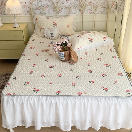 91家纺网 家纺一手货源 找家纺 （总）昔可 2023新款单层雪纺花边乳胶凉席三件套