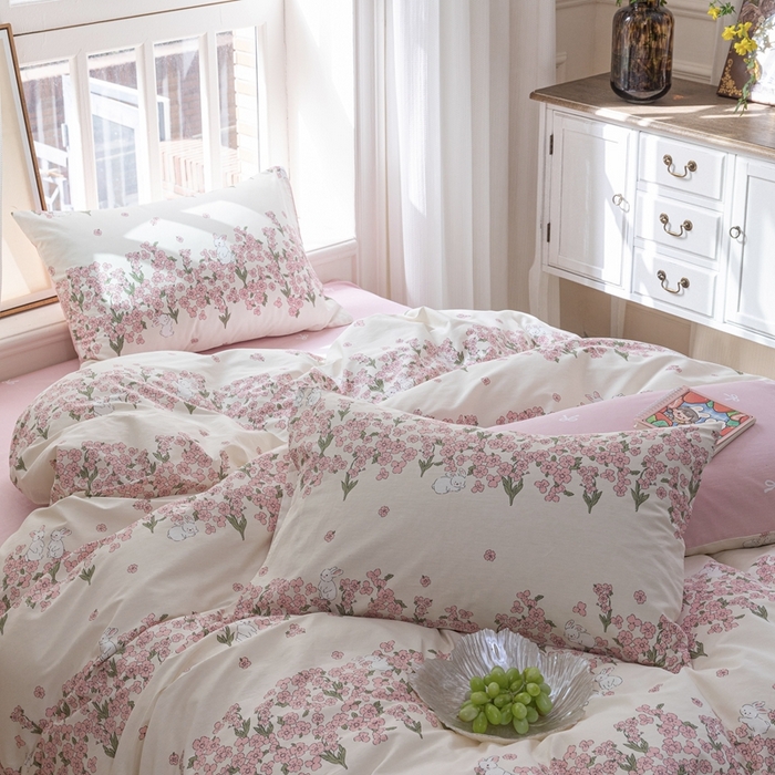 91家纺网 家纺一手货源 找家纺 时年 2023新款全棉优选系列-相机风格 花园兔兔