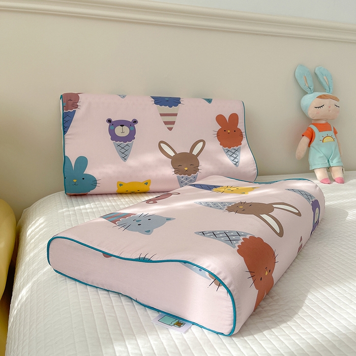 91家纺网 家纺一手货源 找家纺 良佐生活  2023新款A类60支全棉贡缎乳胶枕枕套 冰淇淋