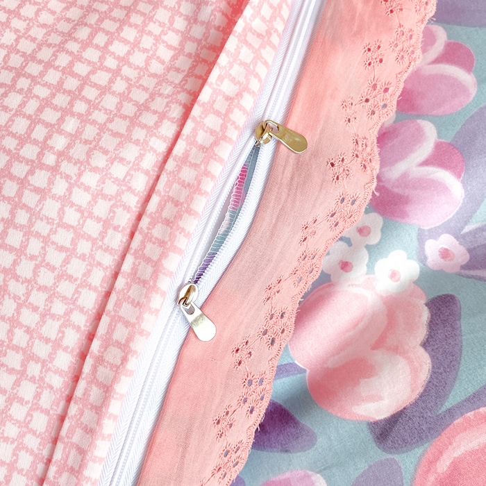 91家纺网 家纺一手货源 找家纺 宇彬20223年新款13372全棉韩版刺绣花边和印花花边四件套和单被套 刺绣花边 花香丽影