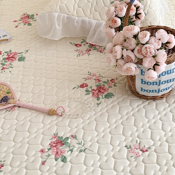 91家纺网 家纺一手货源 找家纺 昔可 2023新款单层雪纺花边乳胶凉席三件套 月神花海