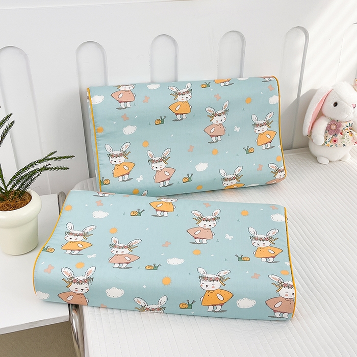 91家纺网 家纺一手货源 找家纺 良佐生活  2023新款A类60支全棉贡缎乳胶枕枕套 萌萌兔