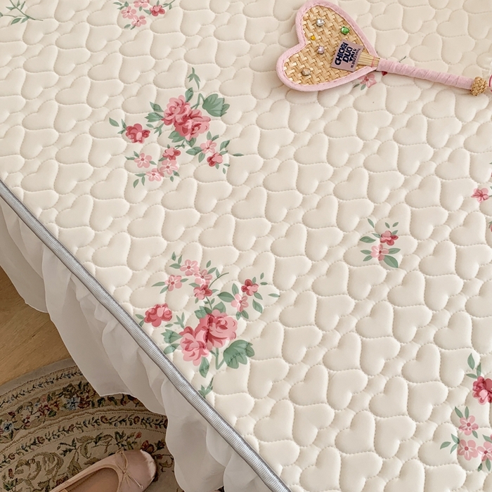 91家纺网 家纺一手货源 找家纺 昔可 2023新款单层雪纺花边乳胶凉席三件套 月神花海