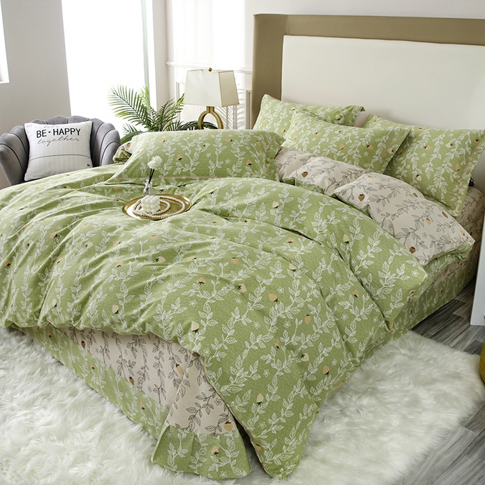 91家纺网 家纺一手货源 找家纺 金纱玉纺家纺 2024新款加厚AB版四件套 蜜恋-绿