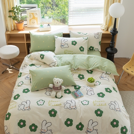 时年 2023新款全棉优选系列-相机风格 绿花小兔