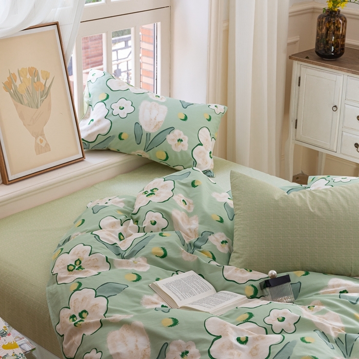 91家纺网 家纺一手货源 找家纺 时年 2023新款全棉优选系列-相机风格 绿光森林