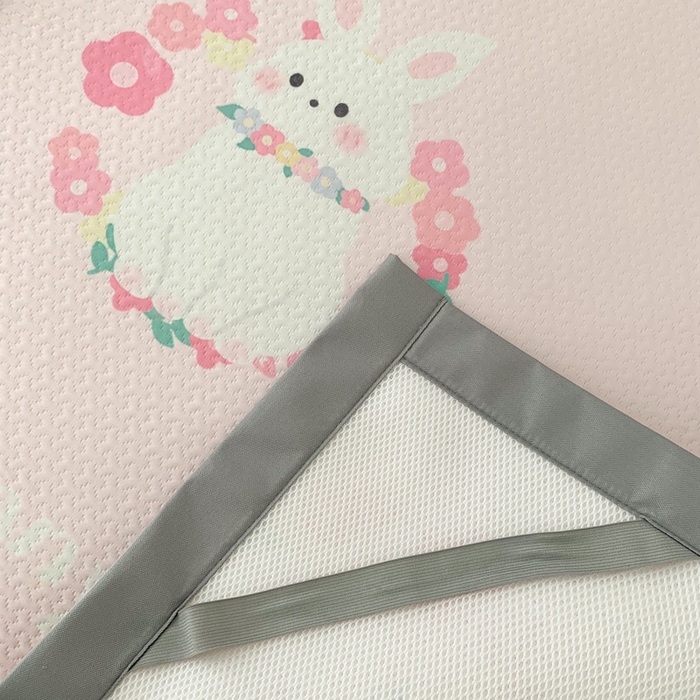 91家纺网 家纺一手货源 找家纺 昔可 2023新款凉感海洋丝针织软席三件套 粉色花环兔