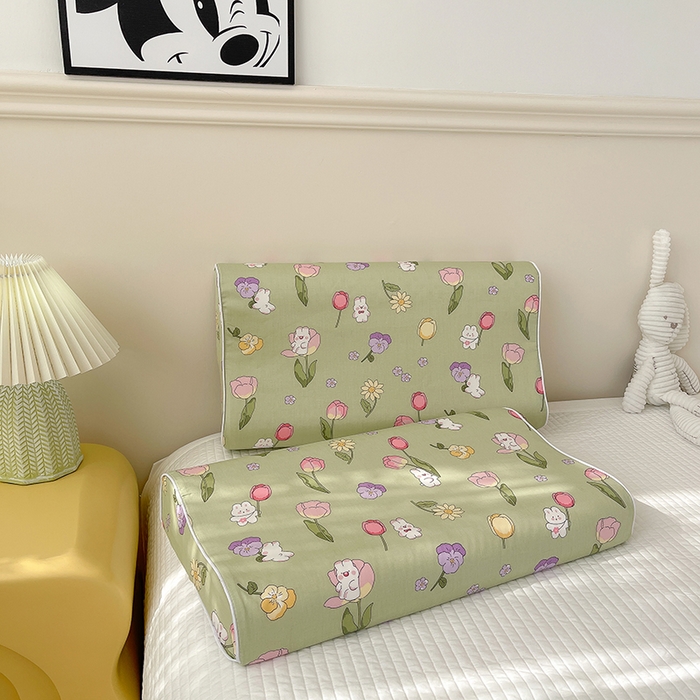 91家纺网 家纺一手货源 找家纺 良佐生活  2023新款A类60支全棉贡缎乳胶枕枕套  花仙兔