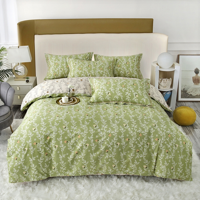 91家纺网 家纺一手货源 找家纺 金纱玉纺家纺 2024新款加厚AB版四件套 蜜恋-绿