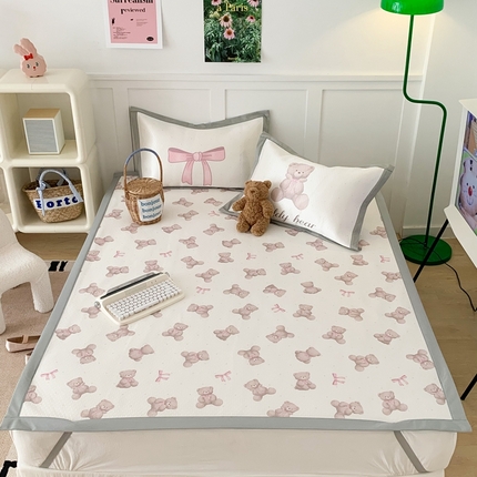 昔可 2023新款凉感海洋丝针织软席三件套 萌萌蝴蝶结熊