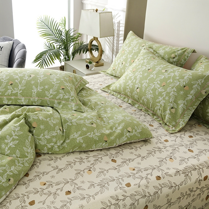 91家纺网 家纺一手货源 找家纺 金纱玉纺家纺 2024新款加厚AB版四件套 蜜恋-绿