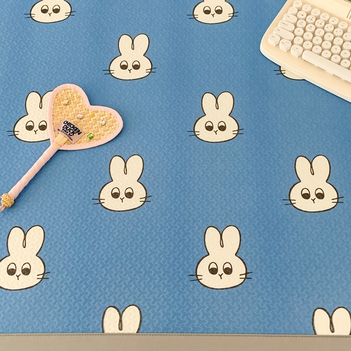 91家纺网 家纺一手货源 找家纺 昔可 2023新款凉感海洋丝针织软席三件套 蓝底兔