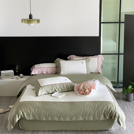 91家纺网 家纺一手货源 找家纺 馨蕊家居 2023新款80支兰精天丝四件套-赫拉 赫拉-香草绿