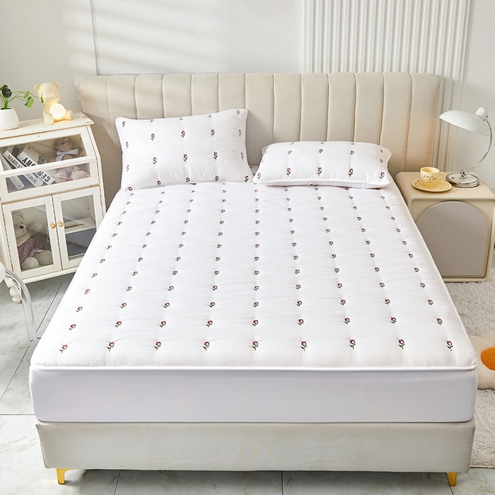 91家纺网 家纺一手货源 找家纺 （总）纤雅床笠 2024新款直播玫瑰刺绣A类舒柔棉大豆夹棉床笠