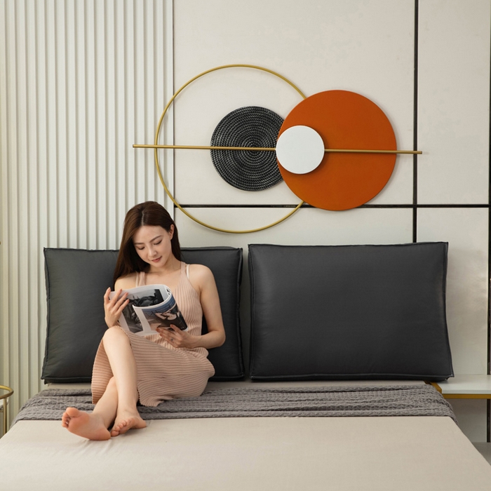 91家纺网 家纺一手货源 找家纺 美达人 2023新款大面包款科技布床头靠背 深灰