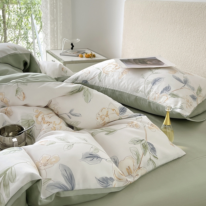 91家纺网 家纺一手货源 找家纺 千朵 2023新款莱赛尔纤维冰激凌系列四件套（三） 花沫