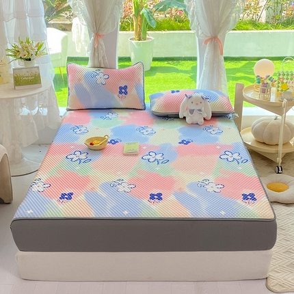 云家 2023新款3D冰豆豆凉席三件套床笠款席子凉席空调席软席 炫彩