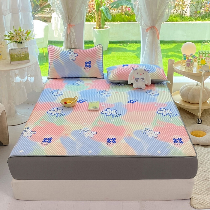 91家纺网 家纺一手货源 找家纺 云家 2023新款3D冰豆豆凉席三件套床笠款席子凉席空调席软席 炫彩