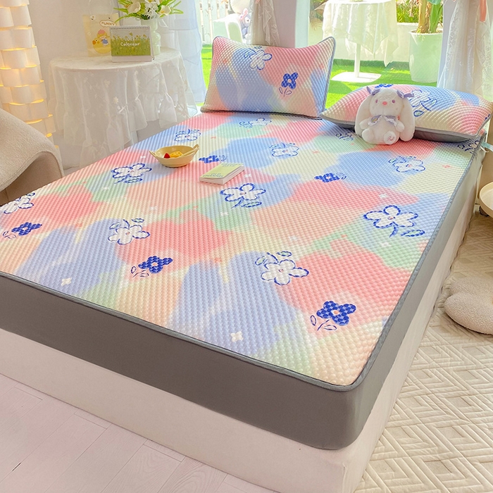 91家纺网 家纺一手货源 找家纺 云家 2023新款3D冰豆豆凉席三件套床笠款席子凉席空调席软席 炫彩