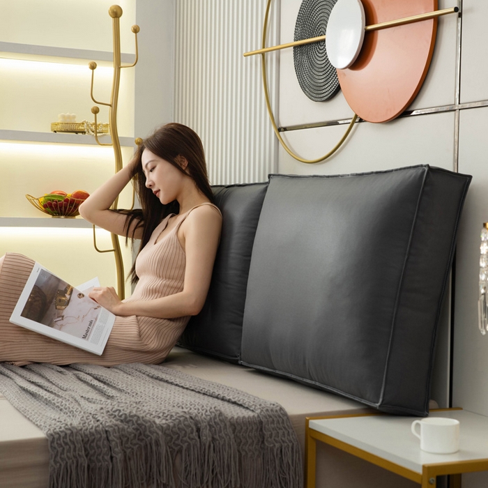 91家纺网 家纺一手货源 找家纺 美达人 2023新款大面包款科技布床头靠背 深灰